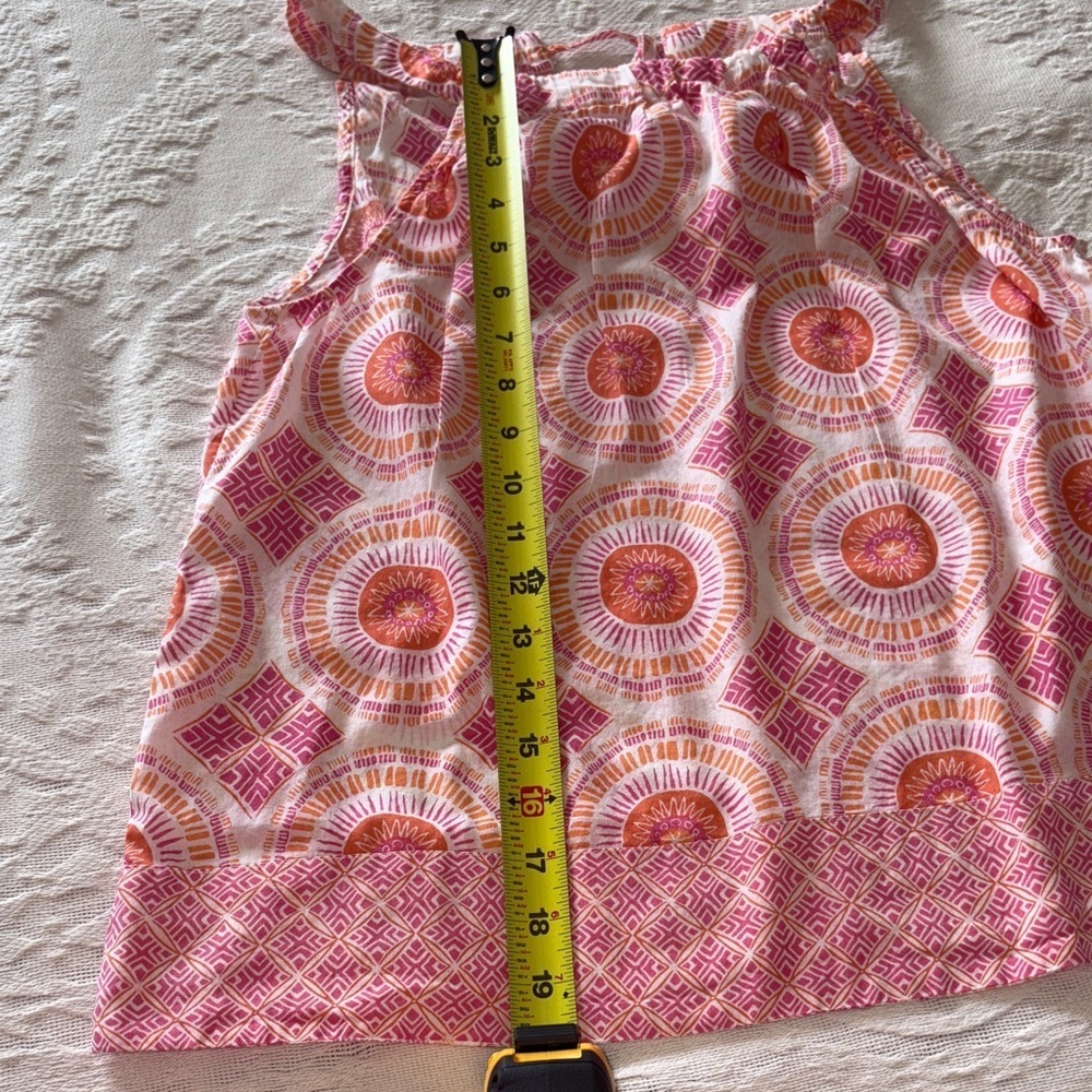 Gently Loved Pink and Orange Patterned Sleeveless Top By Sigrid Olsen - Picture 5 of 9